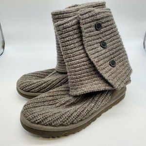 UGG Gray Classic Cardy Knit Boots Size 7